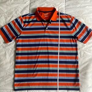 CHAPS Ralph Lauren orange navy stripe golf shirt NWOT stay dry large never worn